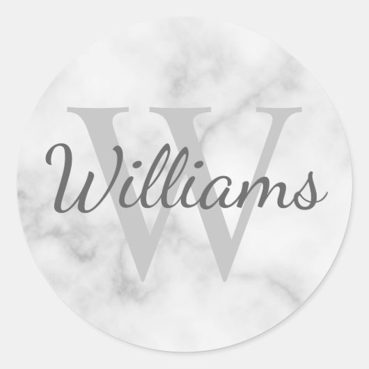 Sticker Rond Monogramme personnalisé et apparence de marbre de  (Devant)
