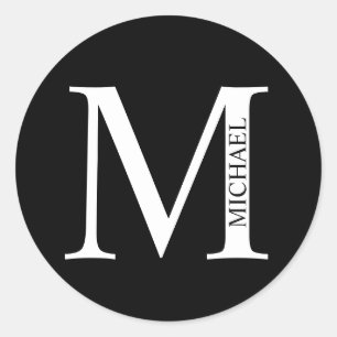 Sticker Rond Monogramme personnalisé et nom