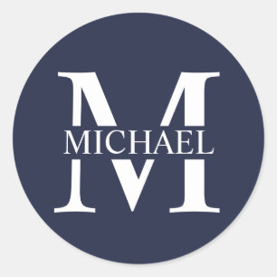 Sticker Rond Monogramme personnalisé et nom