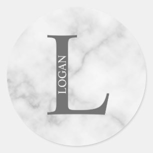 Sticker Rond Monogramme personnalisé et nom