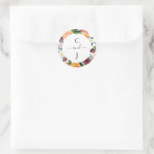 Sticker Rond Monogramme personnalisé Mariage d'automne (Sac)