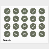 Sticker Rond Monogramme personnalisé moderne mignon simple poin (Feuille)