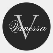 Sticker Rond Monogramme personnalisé noir (Devant)