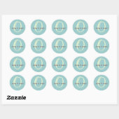 Sticker Rond Monogramme Personnalisé O Faveur Mariage & Envelop (Feuille)