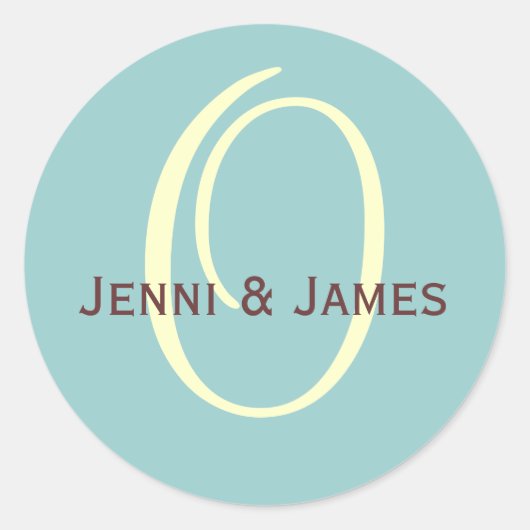 Sticker Rond Monogramme Personnalisé O Faveur Mariage & Envelop (Devant)