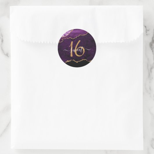 Sticker Rond Monogramme personnalisé Parties scintillant or vio (Sac)