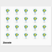 Sticker Rond Monogramme Personnalisé pour une Fête de Fiançaill (Feuille)
