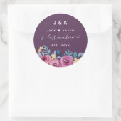 Sticker Rond Monogramme personnalisé rose et bordeaux (Sac)