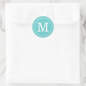 Sticker Rond Monogramme personnalisé Turquoise (Sac)