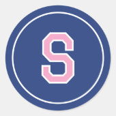 Sticker Rond Monogramme personnalisé Typographie rétro Marine R (Devant)