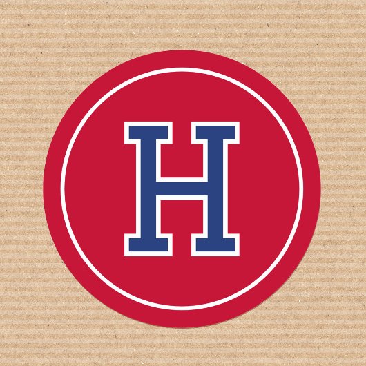 Sticker Rond Monogramme personnalisé Typographie rétro Marine R