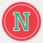 Sticker Rond Monogramme personnalisé Typographie rétro Rouge Ve (Devant)