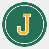 Sticker Rond Monogramme personnalisé Typographie rétro Vert Jau (Devant)