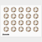 Sticker Rond Monogramme Pinecone hiver Wreath Joyeux Noël (Feuille)