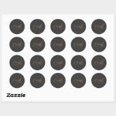 Sticker Rond Monogramme plat tendance Nom initial (Feuille)