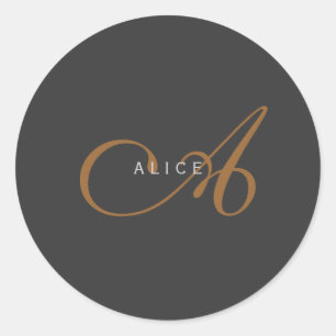 Sticker Rond Monogramme plat tendance Nom initial