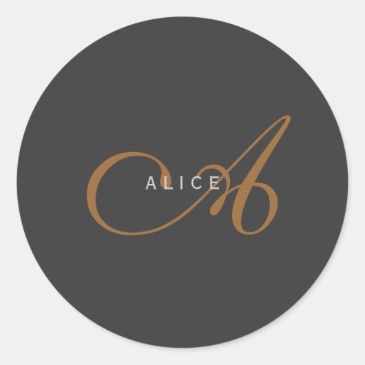 Sticker Rond Monogramme plat tendance Nom initial (Devant)