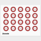 Sticker Rond Monogramme pois foncé et blanc tendance (Feuille)