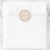 Sticker Rond Monogramme Posh Tan Damask Avec Nom (Sac)