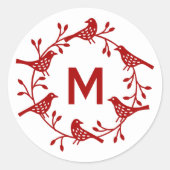 Sticker Rond Monogramme Première couronne d'oiseaux Scandinave (Devant)