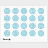 Sticker Rond Monogramme professionnel élégant aqua bleu script (Feuille)