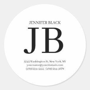 Sticker Rond Monogramme Professionnel Noir Blanc