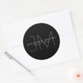 Sticker Rond Monogramme professionnel noir et blanc (Enveloppe)