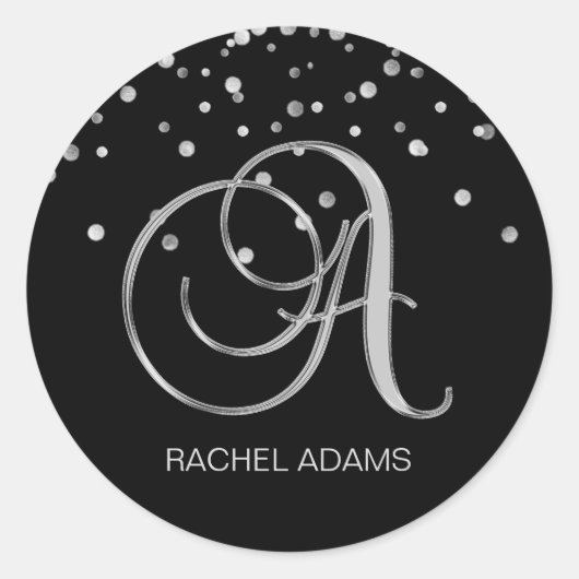 Sticker Rond Monogramme professionnel Silver noir (Devant)