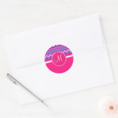 Sticker Rond Monogramme Purple Pink Tribal Chevron Zig Zags (Enveloppe)