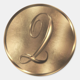 Sticker Rond Monogramme Q Faire-part de mariage bronze