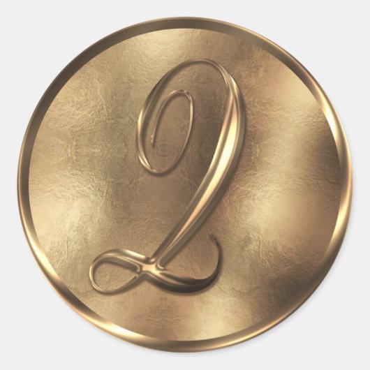 Sticker Rond Monogramme Q Faire-part de mariage bronze (Devant)