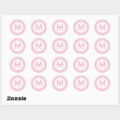 Sticker Rond Monogramme Quatrefoil rose (Feuille)