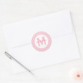 Sticker Rond Monogramme Quatrefoil rose (Enveloppe)