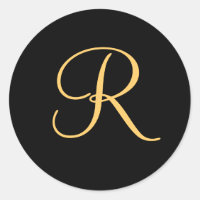 Monogramme R, couleur or R initial sur noir,