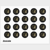 Sticker Rond Monogramme R écriture dorée (Feuille)