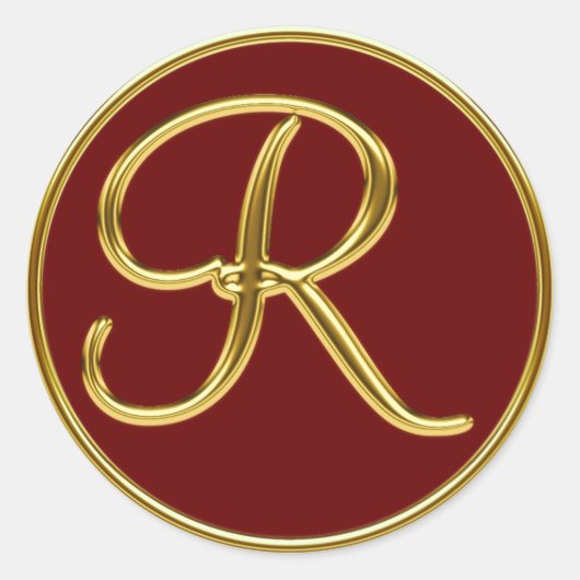 Sticker Rond Monogramme R en or 3D (Devant)