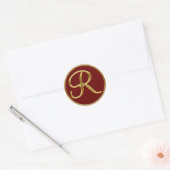 Sticker Rond Monogramme R en or 3D (Enveloppe)