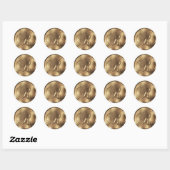 Sticker Rond Monogramme R Faire-part de mariage de bronze (Feuille)