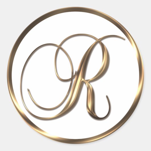 Sticker Rond Monogramme R Faux Bronze (Devant)