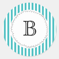 Monogramme Rayure Fronce Bleu Vert Vintage Classe