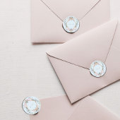 Sticker Rond Monogramme Régence Crest Élégant Bleu