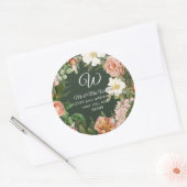 Sticker Rond Monogramme Retourner Adresse Forêt Peine d'ivoire  (Enveloppe)