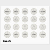 Sticker Rond Monogramme Rétro-Moderne | Gris foncé & Blanc cas (Feuille)