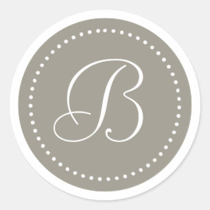 Sticker Rond Monogramme Rond Aluminium Bordure Point Blanc