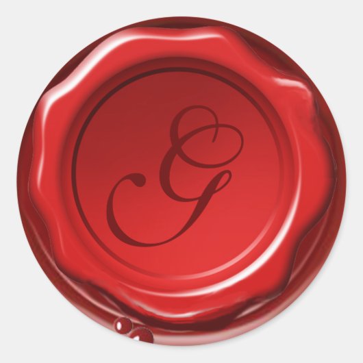 Sticker Rond MONogramme rond de SCEAU DE CIRE ROUGE (Devant)
