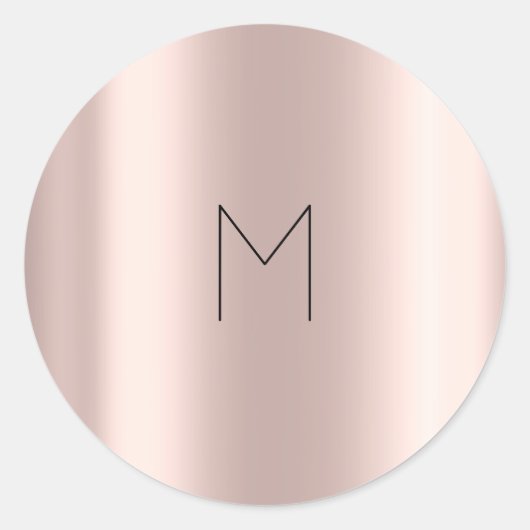 Sticker Rond Monogramme rond gris rose rose or (Devant)