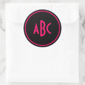 Sticker Rond Monogramme rond rose et noir (Sac)