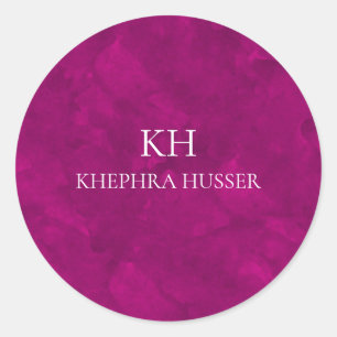 Sticker Rond Monogramme rose