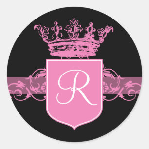 Sticker Rond Monogramme rose