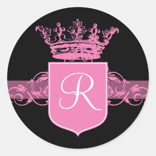 Sticker Rond Monogramme rose (Devant)